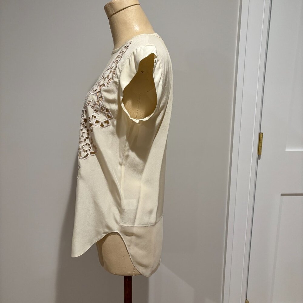 Rebecca Taylor Geo Cut-out Silk Blouse - Picture 4 of 8